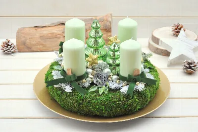 Adventný podnos, v zelenom-zlatom prevedení