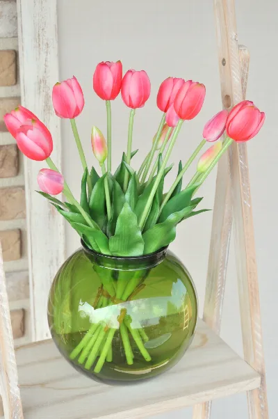 Kytica ružových tulipánov, umelá, zväzok 5kusov