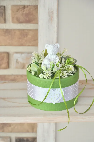 Darčekový box s kvetinovým vrchnákom, priemer 13cm